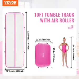 VEVOR Inflatable Gymnastics Air Mat Set (2 PCS) – Tumbling Track & Air Roller with Electric Pump, Gymnastics Training Mat for Home, Yoga, Cheerleading, Beach, Park & Water Sports