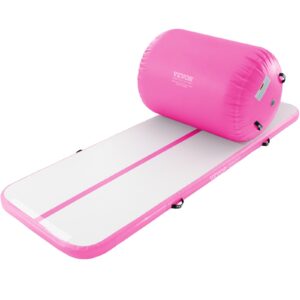 VEVOR Inflatable Gymnastics Air Mat Set (2 PCS) – Tumbling Track & Air Roller with Electric Pump, Gymnastics Training Mat for Home, Yoga, Cheerleading, Beach, Park & Water Sports